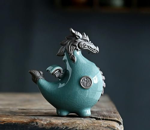 QIJIAYU Creative Decoration Ceramic Mascot Living Room Wine Cooler Decoration Office Desktop Dragon Decoration
