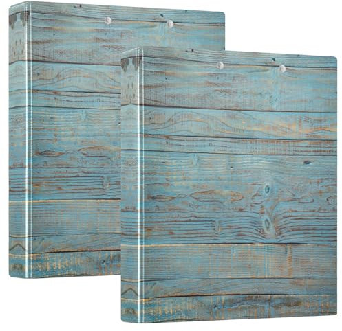 Quteprint Ringbuch mit 3 Ringen, Holzbohlen, Strandmotiv, 3,8 cm, runder Ringordner mit 3 transparenten Innentaschen, Ordner-Organizer mit Klemmbrett für Büro, Zuhause, Schule, hält 200 Blatt, 1