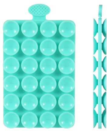 PEUTIER Silicone Double Sided Suction Cup Phone Mount, 0.55in in Diameter Suction Phone Holder Hand-Free Suction Cell Phone Case Sticky Grip for Mobile Devices Mirror Glass (Blue-Green)