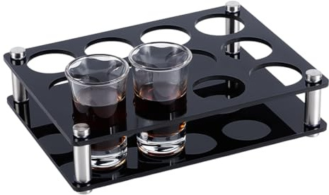 UNICRAFTALE Bandeja porta vasos de chupito de acrílico – Soporte organizador para copas de vino negras