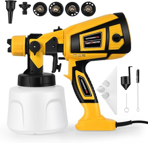 SenDeluz Pistolet à Peinture, Système de pulvérisation de Peinture HVLP de 650W 1400ML Pistolet électrique avec 4 Buses 3 modèles pour Intérieur et Extérieur de Maison Armoires Clôtures Plafonds