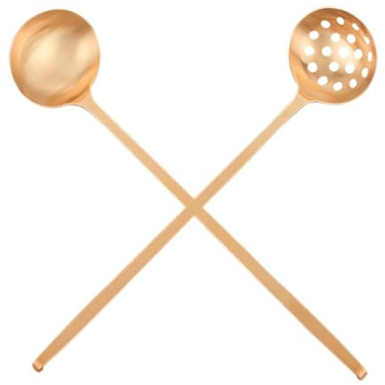 Alipis Cucchiaio Da Zuppa Con Manico Extra Set Di Scolapasta - 2 Cucchiai Da Portata in Ottone Per Ristorante