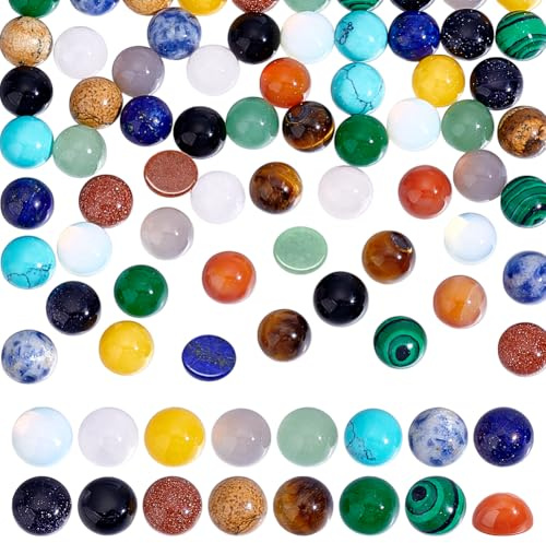 PH PandaHall 64 Stück Edelstein Cabochons 16 Stile Halbrunde Cabochons 8mm Quarzkristall Fliesen Cabochons Natürlicher Synthetischer Stein Edelstein Cabochons Für Die Herstellung von Armbändern