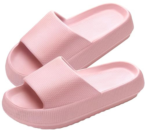 Badeschuhe Damen Herren Badelatschen Badeschlappen Wolke Schlappen Latschen Weich Hausschlappen Wolkenschuhe Rutschfeste Hausschuhe Cozislides Original hauslatschen Sommer Pantoletten Rosa 42 43