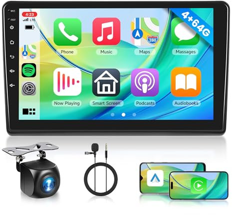 4+64G Android Autoradio für FIAT Ducato 3/Peugeot Boxer 2/Citroen Jumper2 2011-2022 9 Zoll Wireless Carplay Autoradio mit Android Auto Navi GPS Mirror Link Bluetooth FM/RDS/DAB/DVR/EQ Rückfahrkamera