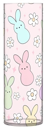 Trendy Bunnies - Jarrones cilíndricos decorativos rosados para flores, jarrón alto personalizado, de plástico, floral, decoración moderna de habitación, 11.8 x 3.9 pulgadas