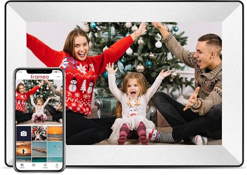 Frameo Digital Picture Frame WiFi 10.1 Inch HD Touchscreen Digital Photo Frame Built-in16GB Storage、Auto-Rotate、Wall Mountable、 Digital Frame Easily Share Photos and Videos Through Frameo App