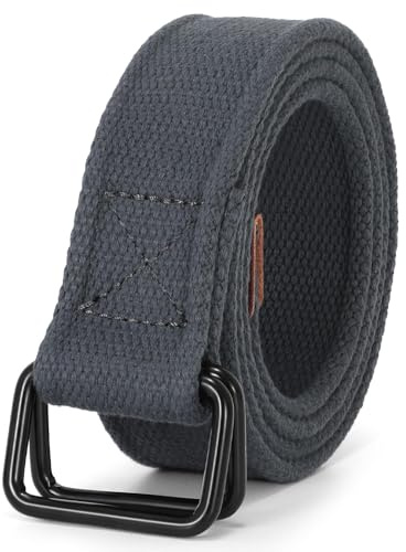 VONMELLI Cintura Canvas in Tela Web Cintura Uomo Casual Panno Cinture per Uomo Donna con Fibbia a Doppio Anello Grigio L