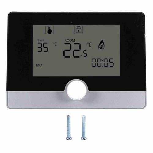Programmable Thermostat Temperature Controller White for Wall Hung Boiler Heating System - Smart Thermostat for House, Easy Programming, Energy Saving (Black)