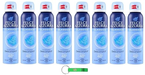 8 X Felce Azzurra Deodorante Spray Classico Deocomplex – Efficacia 48 ore senza macchie – 150 ml + portachiavi Beni Culinari gratuito