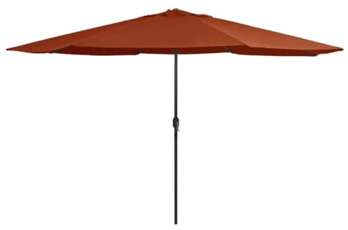 Mokuyary Parasol de Jardin avec mât en métal 390 cm Terre Cuite, Parasol de Extérieur pour Terrasse, Piscine, Plage, Restaurants, Balcon