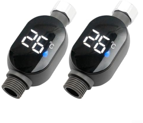 Digitales Duschthermometer mit LED-Anzeige, wasserdicht, intelligenter Wasserhahn-Temperaturmesser 0–99 °C, farbcodierte Sicherheit für Baby-Badewanne, 1,27 cm (1/2 Zoll)