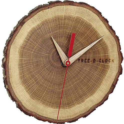 TFA Dostmann Tree-O-Clock väggklocka av ek, 60,3046.08, högkvalitativt urverk, handgjorda i EU, unikt, oljad, ek, brun, L 242 x B 42 x H 234 mm