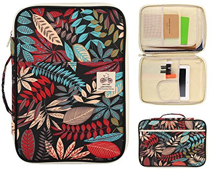 YOUSHARES - Funda multifuncional con 8 bolsillos para documentos de tamaño A4/A5 y cuadernos de notas, organizador impermeable con cremallera (color rojo)