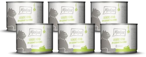 MjAMjAM - cibo umido premium per gatti - delizioso manzo con zucca al vapore, confezione da 6 (6 x 200 g), senza cereali con carne extra