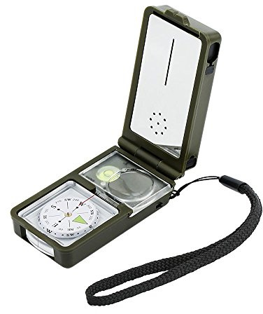 OFKPO 10 en 1 Multifonction Boussole, Outil Survie Compass Compact Avec Éclairage LED Outil en Plein Air pour Voyage, Randonné, Exploration etc