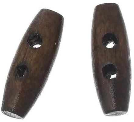 50 Holzknöpfe, Knebelknöpfe Oval 20 x 7mm dunkelbraun braun - 2 Löcher Knebelverschluss Knöpfe aus Holz zum aufnähen annähen - Bastelknöpfe Mantelknöpfe