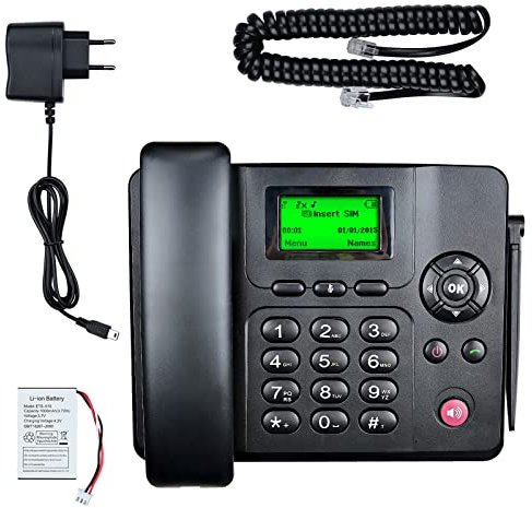 Lychee Cuatribanda gsm Teléfono Fijo Pare tu Oficina o Familia -SIM Dual, Admite Varios Idiomas (Incluido el español),Manos Libres,Calendario,Radio, Despertador