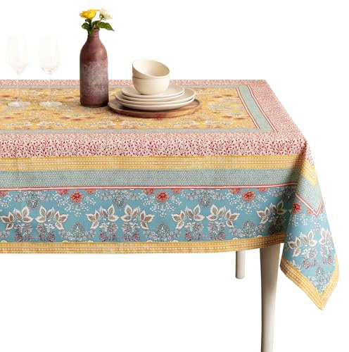 Maison d' Hermine Table Cloth Rectangle Table 100% Cotton 54 x 72 Inches Tablecloth Reusable Decorative for Dining Kitchen Room Farmhouse Home Easter Decorations Spring Summer - Marquise