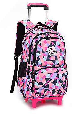 BOZONLI Schulranzen Rucksack Mit Trolley - 6 Räder Schultrolley Für Mädchen Und Teenager - Großer Wasserdichter Schulrucksack Mit Rollen
