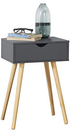 [en.casa] Beistelltisch Östersund Wohnzimmertisch 60 x 40 x 30 cm Nachttisch Flurtisch Telefontisch mit Schublade Sofatisch Nebentisch Kaffeetisch Dunkelgrau