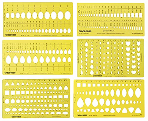 Traceease Schmuck,Design-Vorlage Zeichenwerkzeuge Edelstein Schmuck Schablone Mehr Größe- Packung Mit 6 Stück