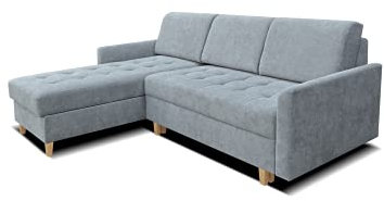 Robin Simi Ecksofa mit Schlaffunktion Bettkasten Verstellbare Rücklehne Sofa L-Form Schlafsofa Freistehende Eckcouch Schlafcouch Wohnzimmermöbel Wohnlandschaft Ecksofa Links, Aston 17 - Anthracite