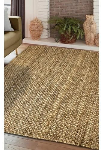 Modern Style Rugs Natural Jute Rug, Hardwearing Durable Jute Suitable for Bedroom, Living Room, Hallway, Bathroom, Lounge, Office Room Rug - 133x190cm