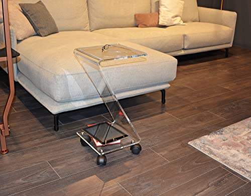 Slato Couchtisch mit Rollen, modernes Design, aus transparentem Acrylkristall, Kali