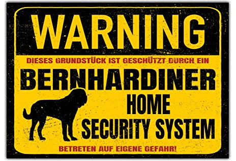 Bernhardiner Dog Schild Warning Security System Türschild Hundeschild Warnschild