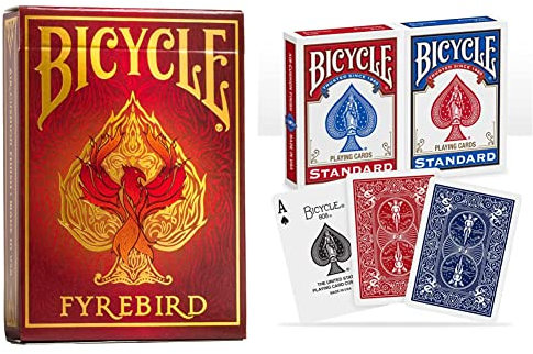 Bicycle 1001781 Kartendeck Standard 2er-Pack Rot & Blau Rommé-Karten, Pokerkarten, Zauberkarten/Klassische Rider Back Rückseite, Rot und Blau, Poker & ® Creatives Spielkarten Fyrebird