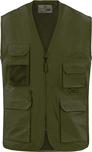 normani Sommerweste Outdoorweste Anglerweste Safariweste Freizeitweste Alltagsweste mit atmungsaktivem Sonnenschutz UVP-50+ (XS - 5XL) Farbe Olive Größe M