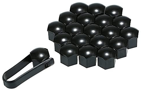 GaNkas 20 Stück 17mm 19mm Radschraubenkappen Reifenmutterabdeckungen für Toyota Highlander Urban Cruiser Hilux, Radmutterkappen Radschraube Mutterkappen Radmuttern Abdeckung,A-19MM/BLACK