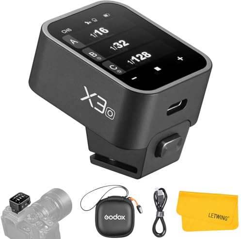 Godox X3O X3-O Drahtloser Blitzauslöser für Olympus/Panasonic, 2.4G TTL Blitzsender mit Touchscreen, TTL Unterstützung Auto/Manuell/Multiblitz, Eingebauter Lithium Akku, Hochauflösendes OLED Display