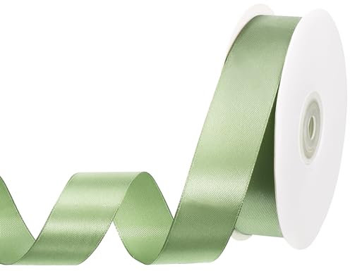 woric 45 m Schleifenband Grün, 25 mm Geschenkband Grün Satinband Band Salbeigrün für Tischdeko Geburtstag Hochzeit Deko Geschenkband Breit