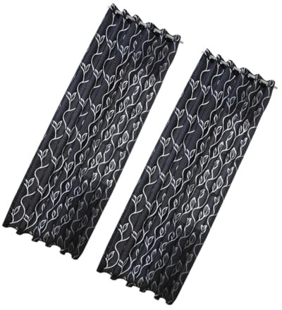 AOKWAWALIY 2stücke Blätterdruck Vorhang Kreative Fenster- Schwarz Für Wohnräume Cafés Und Hochzeiten Halbtransparentes Für Stilvolle Fensterdekoration