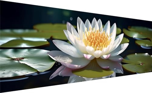 Diamond Painting XXL 240x80 cm, DIY Seerose Diamant Painting Bilder, 5D Blume Diamant Malerei Set, Diamant Kristall Strass Kreuzstich Painting, Diamond Painting Erwachsene Zimmer Deko Geschenk P-6