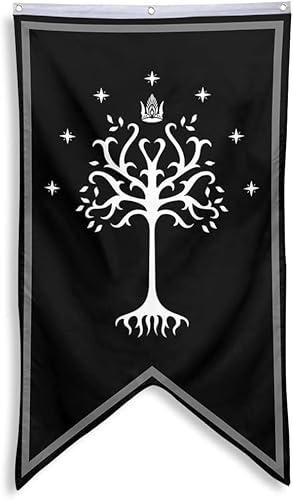 Aihccy Gondor-Flagge, Baum des Gondor, Banner, Flagge, Banner, Männerhöhle, Schlafzimmer, Zuhause, Büro, Party, Dekoration, 76,2 x 127,7 cm, Schwarz