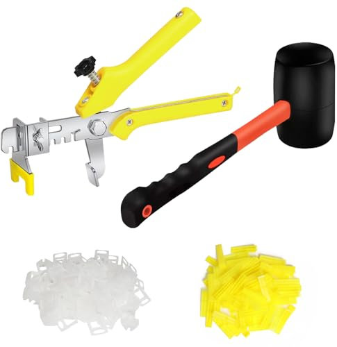 Storystore Tile Leveling System with Tile Pliers and Hammer - 600 Piece Tile Spacers Clips and 200 Piece Reusable Wedges, 1/8 Inch Tile Installation Tools Kit