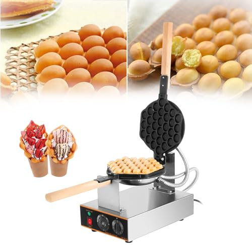 DFANCE Gofrera Máquina de Gofre,Gofrera Máquina Burbujas de Acero Inoxidable,Placa de Horneado Intercambiable y Antiadherente,Temperatura 50-250℃,para Cafetería/Postres/Restaurante(Size:Cabeza única)