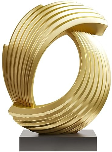 XYQXYQ Goldene Wellen-Origami-Statue aus Kunstharz, moderne abstrakte Heimdekoration, betont abstrakte Schreibtischschnitztisch, Familie, Schlafzimmer, Wohnzimmer, Garten, Büro, goldene