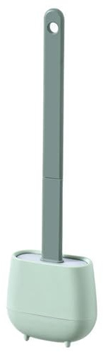 Brosse WC Silicone Plate, Brosse Toilette et Supports, Anti-Goutte, Antibactérienne, Balayette WC Ventilée, Séchage Rapide sans Odeur, Balai WC Montage Mural/au Sol, Salle de Bain et WC