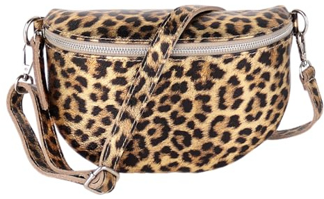 MIRROSI® Bauchtasche Damen, Made in Italy, Echtleder Umhängetasche Echtes Leder, Brusttasche, Crossbody Bag aus Echtem Leder, in 3 Größen erhältlich