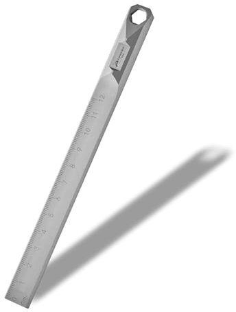 Hamans Metrisches Titan-Lineal, 12 cm und 10,2 cm, multifunktional, mit 5-mm-Sechskantschlüssel, Schlüsselanhänger-Loch-Lineal, EDC-Multitool mit Zentimetern, Millimetern, Zoll für Büro und Schule
