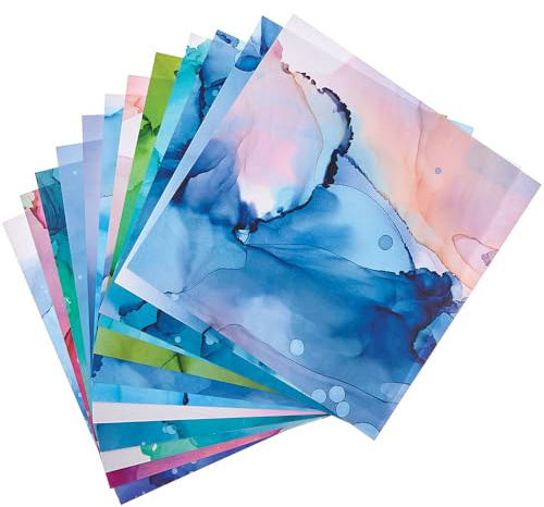 Baker Ross FN270 Regenbogen-Tinten Marmor bedrucktes Papier – Packung mit 48 bedruckten Papieren für Bastelarbeiten, Scrapbooking, Dekorationen, gemustertes Papier