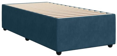 vidaXL Bettgestell, Polsterbett Bett für Schlafzimmer, Bettrahmen mit Lattenrost, Einzelbett Schlafzimmerbett, Blau 90x200 cm Samt