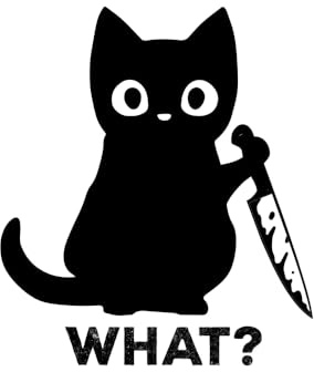 Pack of 2 Cat Horror Cute Stickers - Waterproof Decal - Long Lasting - Laptops, Cars, Water Bottles, Wall Art, Mirrors - Fun Gifts (15.5cm x 14cm (6.1 x 5.5))