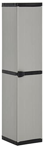 Iiaky Armoire de Rangement de Jardin 3 Étagères Gris/Noir 34x40x168cm, Meuble Garage, Armoire Métal