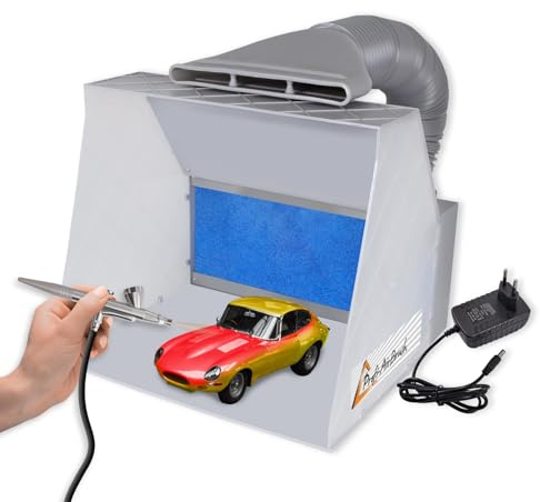 AMUR Airbrush Absauganlage Spritzkabine 4m³/min Farbnebel Absaugung mit Filter & Entlüftungsschlauch Drehtisch Absauganlage für Spray-Arbeiten, Modellbau, Airbrush & Lackierarbeiten