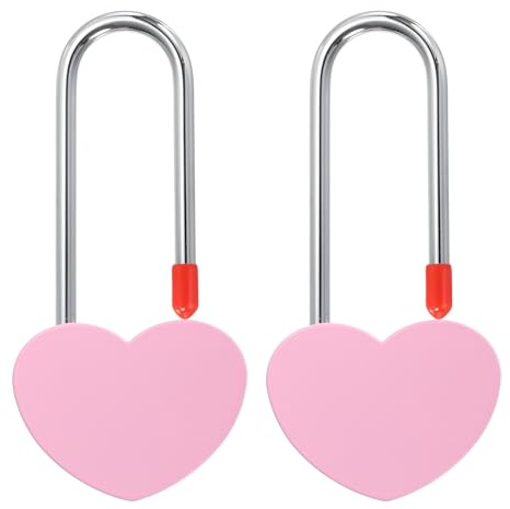 PATIKIL 3.9 50mm Love Locks Heart Padlock Without Key, 2 Pack Single Heart Wish Lock Romantic Heart Lock for Lovers Lock Bridge Wedding Anniversary Travel Present, Pink